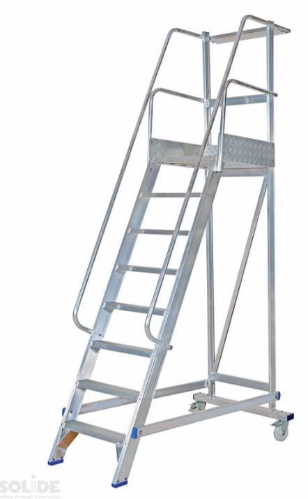 Solide Mobiele bordes trap 8tr. stahoogte 2.00m