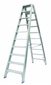 Solide dubbele trapladder 2x10tr.