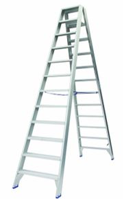 Solide dubbele trapladder 2x12tr.