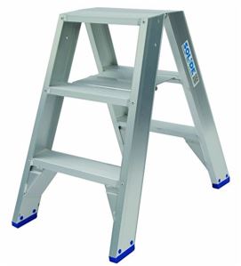 Solide dubbele trapladder 2x3tr.