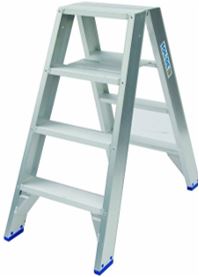 Solide dubbele trapladder 2x4tr.