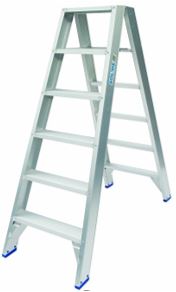 Solide dubbele trapladder 2x6tr.