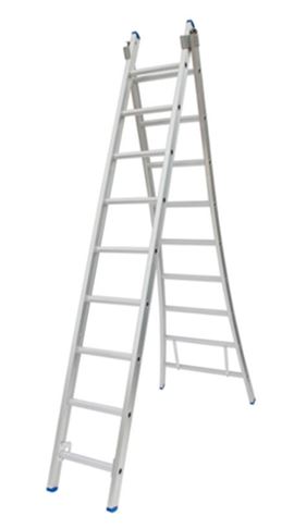 Solide 2-delige omvormbare opsteekladder 2x9sp.