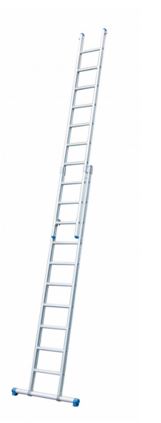 Solide 2-delige opsteekladder 2x18sp. rechte basis met balk