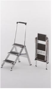 Jumbo aluminium trapladder 3tr. met rubbermat en beugel