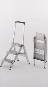 Jumbo aluminum stepladder 3 tr. In checker plate and bracket