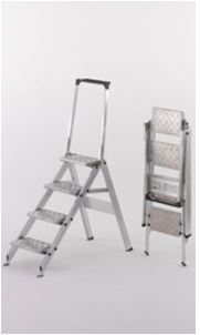 Jumbo aluminium trapladder 4 tr. traanplaat en beugel
