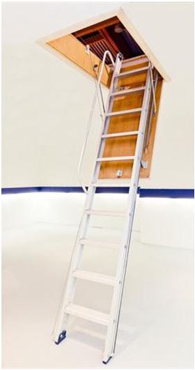 Map Aluminum attic ladder, single piece, installed