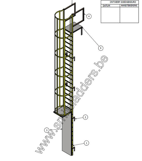 Smits Aluminium afsluitdeur voor brandladder met kooi