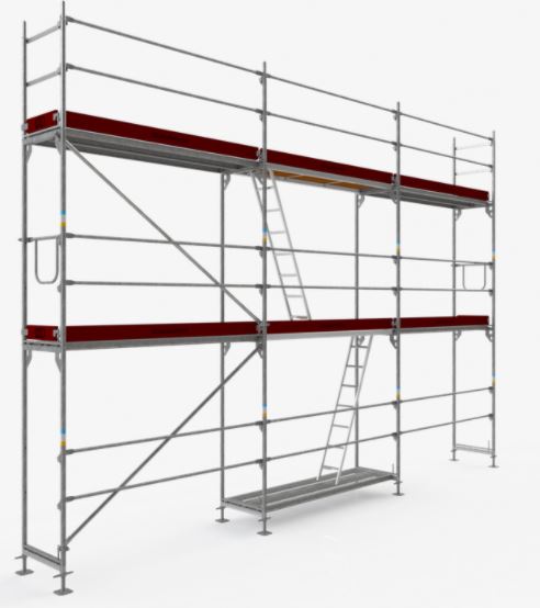 Layher Blitz gevelsteiger 5.14x8.20m stahoogte te huur
