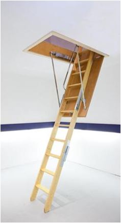 Map Junior wooden attic ladder, three-piece, installed for up to 2.65m ceiling height